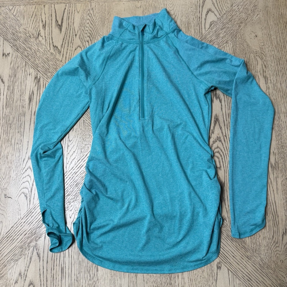 The North Face Small Teal Flash Dry Ruched Sides 1/4 Zip Pullover Jacket